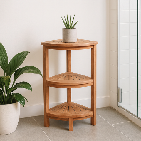 CUST-530 Teak Corner Shelf